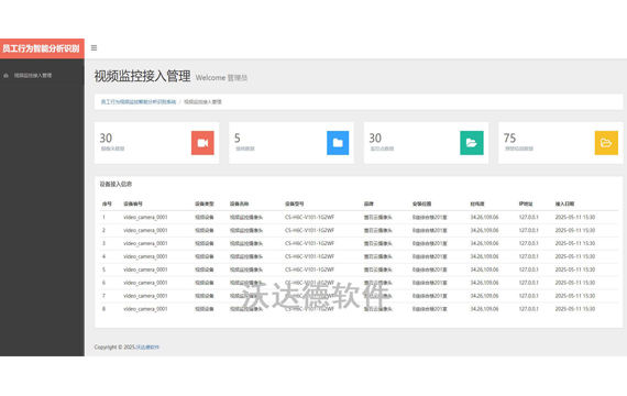 员工行为视频监控智能分析识别系统_视频监控接入管理