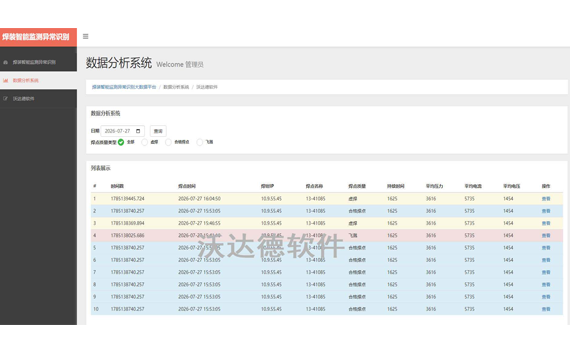 焊接设备智能监测异常识别大数据平台_数据分析系统