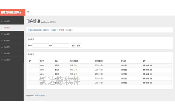智慧公安视频实时追踪人工智能平台_系统管理_用户管理